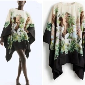 H&M Tropical Print knee Length Kaftan Dress - Floral Pattern. XL/XXL. NWT